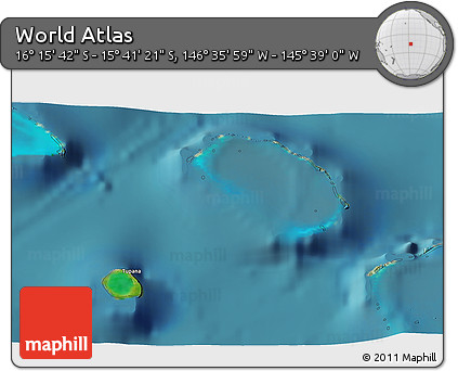 Satellite 3D Map of the Area around 15° 58' 32" S, 146° 7' 30" W