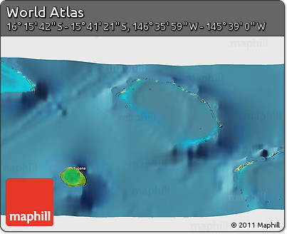 Satellite 3D Map of the Area around 15° 58' 32" S, 146° 7' 30" W