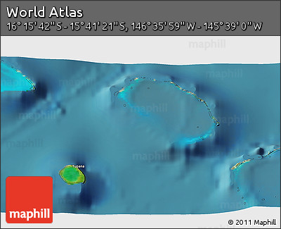 Satellite 3D Map of the Area around 15° 58' 32" S, 146° 7' 30" W