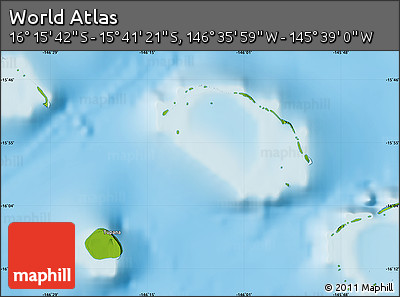 Physical Map of the Area around 15° 58' 32" S, 146° 7' 30" W