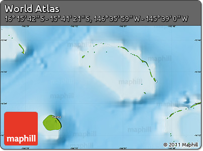 Physical Map of the Area around 15° 58' 32" S, 146° 7' 30" W