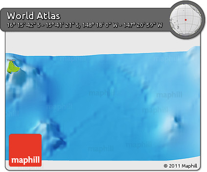 Physical 3D Map of the Area around 15° 58' 32" S, 147° 49' 29" W