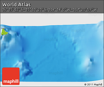 Physical 3D Map of the Area around 15° 58' 32" S, 147° 49' 29" W