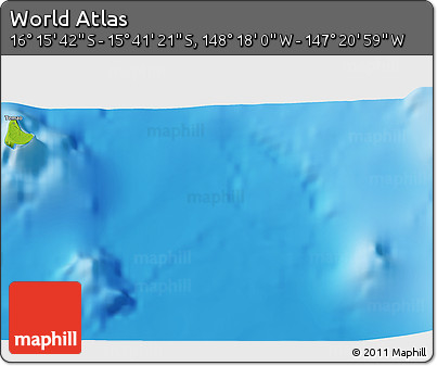 Physical 3D Map of the Area around 15° 58' 32" S, 147° 49' 29" W