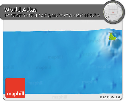Physical 3D Map of the Area around 15° 58' 32" S, 148° 40' 30" W