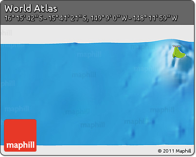 Physical 3D Map of the Area around 15° 58' 32" S, 148° 40' 30" W