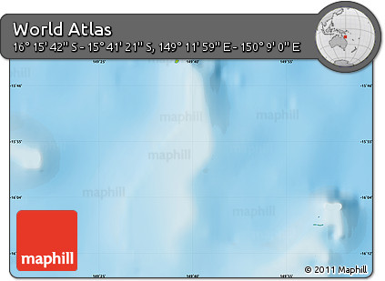 Physical Map of the Area around 15° 58' 32" S, 149° 40' 30" E