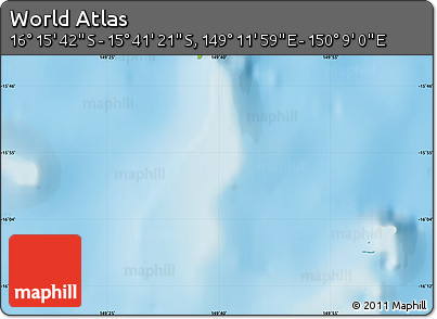 Physical Map of the Area around 15° 58' 32" S, 149° 40' 30" E