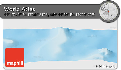 Physical Panoramic Map of the Area around 15° 58' 32" S, 149° 40' 30" E