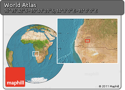 Satellite Location Map of the Area around 15° 58' 32" S, 14° 31' 30" E