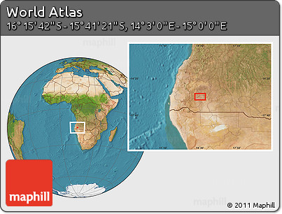 Satellite Location Map of the Area around 15° 58' 32" S, 14° 31' 30" E
