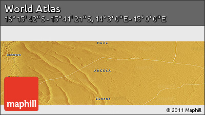 Physical Panoramic Map of the Area around 15° 58' 32" S, 14° 31' 30" E
