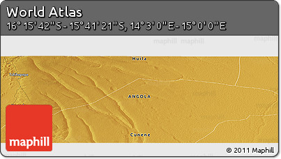 Physical Panoramic Map of the Area around 15° 58' 32" S, 14° 31' 30" E
