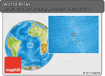 Physical Location Map of the Area around 15° 58' 32" S, 14° 22' 30" W