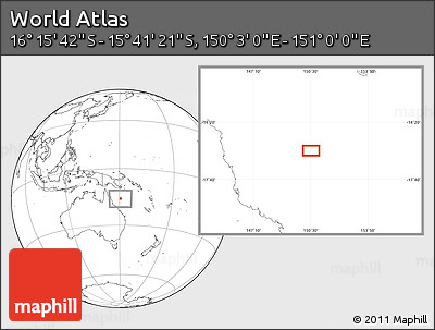 Blank Location Map of the Area around 15° 58' 32" S, 150° 31' 30" E