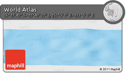 Physical Panoramic Map of the Area around 15° 58' 32" S, 150° 31' 30" E