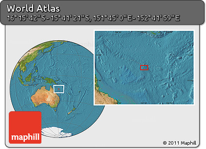Satellite Location Map of the Area around 15° 58' 32" S, 152° 13' 29" E