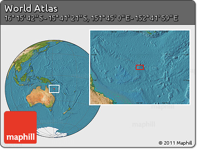 Satellite Location Map of the Area around 15° 58' 32" S, 152° 13' 29" E