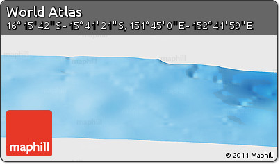 Physical Panoramic Map of the Area around 15° 58' 32" S, 152° 13' 29" E