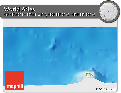 Physical 3D Map of the Area around 15° 58' 32" S, 152° 4' 29" W