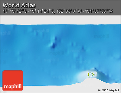 Physical 3D Map of the Area around 15° 58' 32" S, 152° 4' 29" W