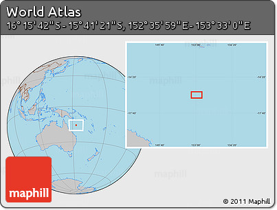 Gray Location Map of the Area around 15° 58' 32" S, 153° 4' 29" E