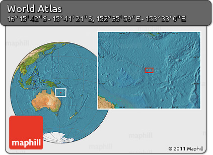 Satellite Location Map of the Area around 15° 58' 32" S, 153° 4' 29" E
