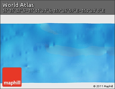 Physical 3D Map of the Area around 15° 58' 32" S, 153° 55' 30" E