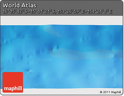 Physical 3D Map of the Area around 15° 58' 32" S, 153° 55' 30" E