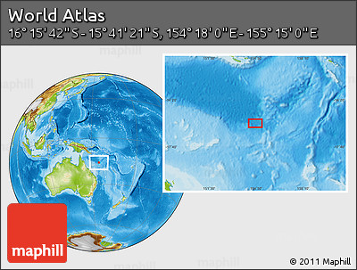 Physical Location Map of the Area around 15° 58' 32" S, 154° 46' 30" E