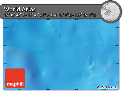 Physical Map of the Area around 15° 58' 32" S, 154° 46' 30" E