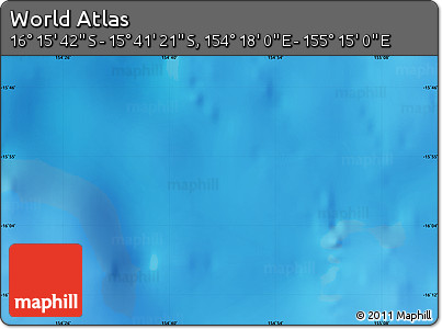 Physical Map of the Area around 15° 58' 32" S, 154° 46' 30" E