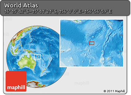 Physical Location Map of the Area around 15° 58' 32" S, 156° 28' 29" E