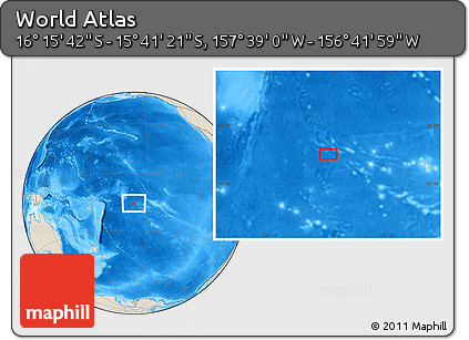 Shaded Relief Location Map of the Area around 15° 58' 32" S, 157° 10' 30" W
