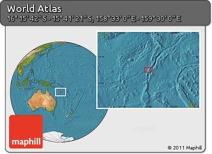 Satellite Location Map of the Area around 15° 58' 32" S, 159° 1' 30" E