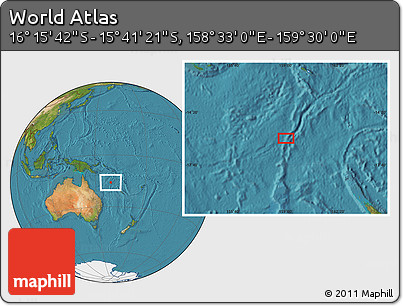 Satellite Location Map of the Area around 15° 58' 32" S, 159° 1' 30" E