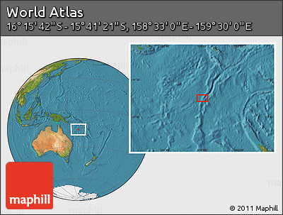 Satellite Location Map of the Area around 15° 58' 32" S, 159° 1' 30" E