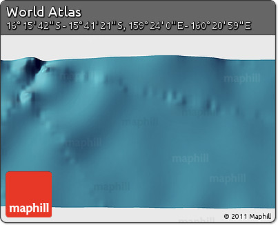 Satellite 3D Map of the Area around 15° 58' 32" S, 159° 52' 30" E