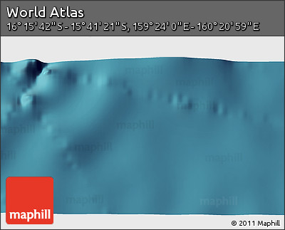 Satellite 3D Map of the Area around 15° 58' 32" S, 159° 52' 30" E