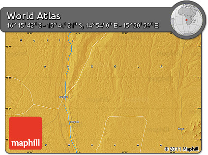 Physical Map of the Area around 15° 58' 32" S, 15° 22' 30" E