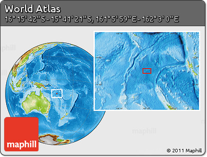 Physical Location Map of the Area around 15° 58' 32" S, 161° 34' 29" E