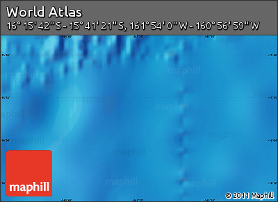 Physical Map of the Area around 15° 58' 32" S, 161° 25' 30" W
