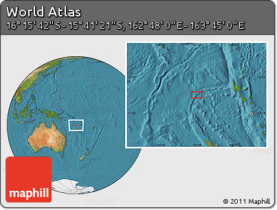 Satellite Location Map of the Area around 15° 58' 32" S, 163° 16' 30" E