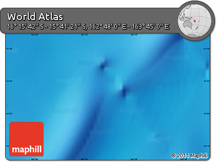 Physical Map of the Area around 15° 58' 32" S, 163° 16' 30" E