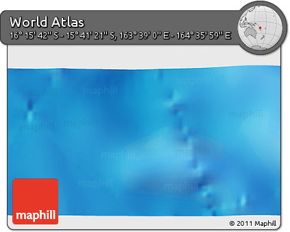 Shaded Relief 3D Map of the Area around 15° 58' 32" S, 164° 7' 30" E