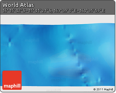 Shaded Relief 3D Map of the Area around 15° 58' 32" S, 164° 7' 30" E