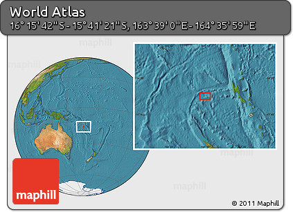 Satellite Location Map of the Area around 15° 58' 32" S, 164° 7' 30" E
