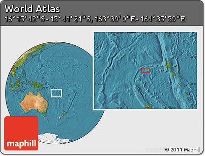 Satellite Location Map of the Area around 15° 58' 32" S, 164° 7' 30" E