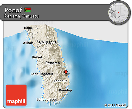 Shaded Relief 3D Map of Ponof