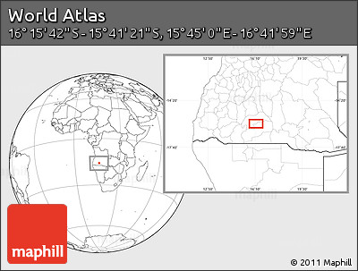 Blank Location Map of the Area around 15° 58' 32" S, 16° 13' 30" E